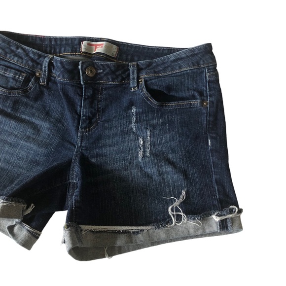 T Five Denim Low Rise Stretch Cuffed Distressed Jean Shorts - Picture 3 of 14